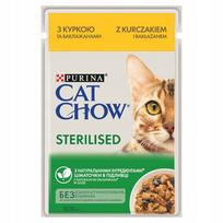 Kačių pašaras PURINA CAT CHOW Sterilised su vištiena ir baklažanais padaže, 85 g