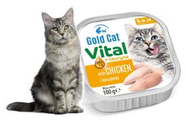 Šlapias kačių maistas Gold Cat Vital vištiena su taurinu, 100 g, paštetas