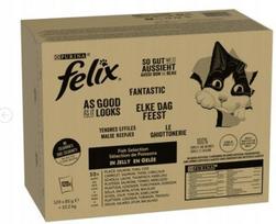 Katinų ėdalas FELIX Fantastic želėje, 120 x 85 g, su tunu, lašiša ir menke