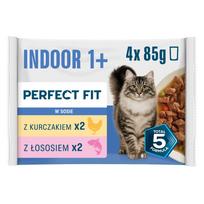 Šlapių kačių pašaro rinkinys PERFECT FIT Indoor 1+, įvairūs skoniai, 4 x 85 g