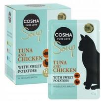 Pašaras katėms Cosma Soup, 12 x 40 g, tunas, vištiena, saldžiosios bulvės, sultinyje