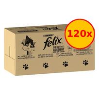 Katinų pašaras FELIX Fantastic su drebučiais, 120 x 85 g, su tunu, lašiša, menke, seičiu