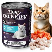 Šlapiųjų pašarų su lašiša suaugusioms katėms Tasty Chunkies, be grūdų, 415 g
