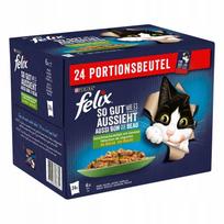 Katinų ėdalas FELIX Fantastic želė su mėsa, žuvimi ir daržovėmis, 24 x 85 g