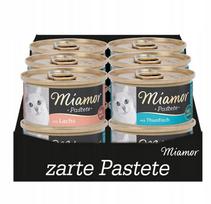 Konservuotas kačių pašaras Miamor, lašiša, tunas, upėtakis, 12 x 85 g