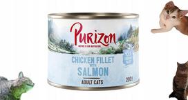 Šlapias kačių maistas Purizon su vištiena, lašiša, kokosu ir špinatais, 200 g