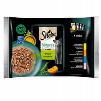 Drėgnas kačių maistas SHEBA, įvairių skonių padaže, 4 x 85 g