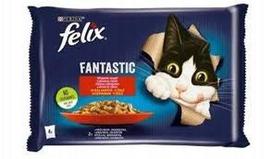Kačių maistas FELIX su triušiena ir ėriena, 4 x 85 g
