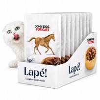 Šlapi kačių pašarai John Dog Lapé su arkliena, 10 x 100 g