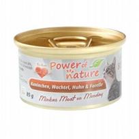 Šlapyas pašaras katėms Power of Nature Minkas Meat su triušiena, putpelių, vištiena ir upėtakiu, 85 g