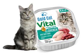 Drėgnas kačių ėdalas Gold Cat Vital vištiena, jautiena, šerniena, 100 g paštetas