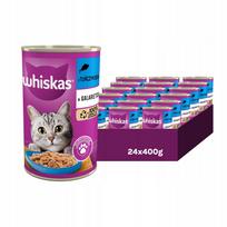 Konzervuotas kačių maistas WHISKAS su tunu drebučiuose, 24 x 400 g
