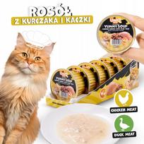 Šlapias kačių ėdalas su vištienos sultiniu ir antiena, 60 g x 6 vnt., UNIQ PETS