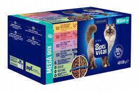 Šlapias kačių maistas Optivital, įvairių skonių padaže, 40 x 85 g