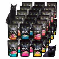 Šlapias kačių maistas RAFI, 6 skonių rinkinys, be grūdų, 40 x 100 g