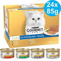Katės konservai Gourmet Gold MUS, 24 x 85 g, mėsos rinkinys, 4 skoniai, Vokietija
