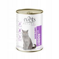 Konservuotas sterilizuotų kačių pašaras su triušiena 4Vets Natural, 400 g