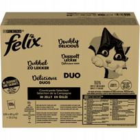 Katinų ėdalas PURINA FELIX FANTASTIC DUO maišeliai su žele, 120 x 85 g