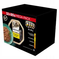 Šlapias kačių maistas SHEBA Selection su paukštiena, 32 x 85 g