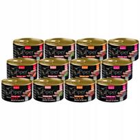Šlapyas kačių maistas Piper Animals, įvairių skonių paštetas, 12 x 85 g