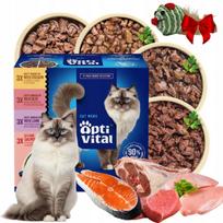 Šlapias kačių ėdalas OPTIVITAL, maišeliai, 4 rūšių padaže, 24 x 85 g
