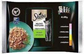 Kačių pašaro rinkinys SHEBA drebučiuose, 4 x 85 g
