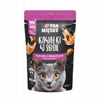 Šlapi kačių pašaro gabalėliai padaže su vištiena ir krevetėmis Pan Mięsko, 85 g