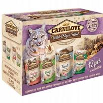 Drėgnas kačių maistas CARNILOVE, 12 x 85 g, įvairių skonių