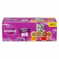 Šlapias kačių maistas WHISKAS, įvairių skonių, 40 x 85 g