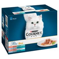 Šlapias kačių maistas Purina Gourmet Pearls DUO, žuvies skonio, padaže, 12 x 85 g