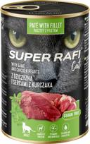 Katėms konservai DOLINA NOTECI Super RAFI su vištiena, žvėriena ir širdelėmis, 400 g