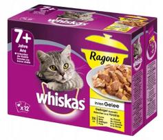 Šlapias kačių ėdalas WHISKAS 7+ vištienos rinkinys drebučiuose, 12 x 85 g