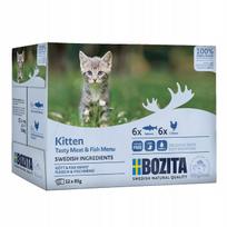 Kačių maistas BOZITA KITTEN su mėsa ir žuvimi padaže, 12 x 85 g