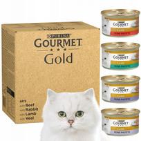 Šlapių kačių ėdalas PURINA Gourmet Gold, mėsos rinkinys, 4 skoniai, 24 x 85 g