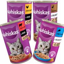 Šlapias kačių maistas WHISKAS su įvairiais skoniais, suaugusioms katėms, 24 x 400 g (9,6 kg)