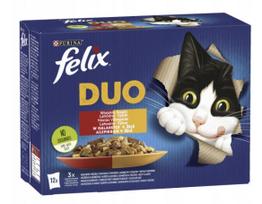 Šlapi kačių ėdalas FELIX FANTASTIC DUO MP su mėsos skoniais, 12 x 85 g