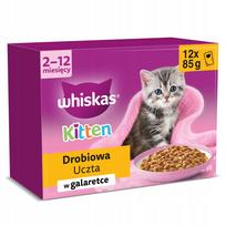 Šlapias kačiukų pašaras WHISKAS su paukštiena ir žele, 12 x 85 g