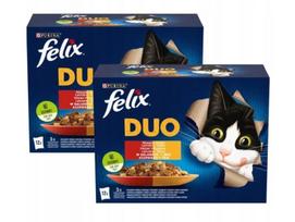 Šlapias kačių maistas FELIX WET Duo, kaimiški skoniai drebučiuose, 12 x 85 g, 2 pakuotės