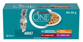 Šlapias kačių maistas Purina ONE, 40 x 85 g, įvairių skonių