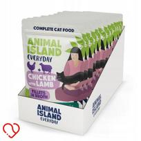 Katėms skirtas pašaras Animal Island, vištiena ir ėriena sultinyje, 12 x 85 g