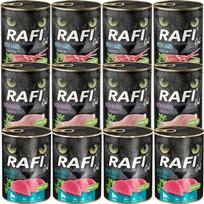 Sterilizuotų kačių konservai RAFI CAT be grūdų, 3 skonių rinkinys, 12 x 400 g
