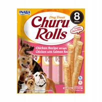 Šunų skanėstai INABA Churu Rolls su vištiena ir lašiša, 8 x 12 g