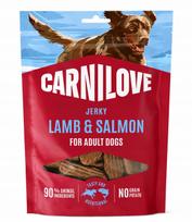 Šunų skanėstai CARNILOVE JERKY su ėriena ir lašišos filė, 100 g