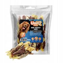 Šunų skanėstai UniQ Pets, triušio ausys su jautiena, 500 g