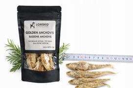 Džiovinta žuvis LORDO Golden Anchovis, 50 g, natūralus skanėstas šunims ir katėms