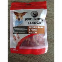 Šunų ir kačių skanėstai CANIS LUPUS, minkšti antienos gabalėliai, 100 g