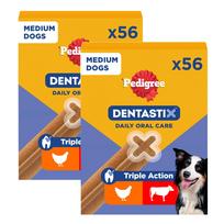 Dantų užkandžiai šunims PEDIGREE DENTASTIX, vištiena ir jautiena, vidutiniams šunims, 56 vnt., 2 pakuotės