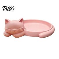 Lazy Cat Trinket Dish Cute Sleeping Ring Dish, 3D Printed Jewelry Tray Organizer for Earrings Minimalist Bowl Keys Trinkets, Desktop Catchall rožinė