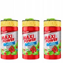Indų ploviklis su dozatoriumi ir kempinėle MAXI POWER STRAWBERRY, 3 x 1 l