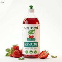 Indų ploviklis SOYECO, 500 ml, braškių kvapo, švelnus rankoms